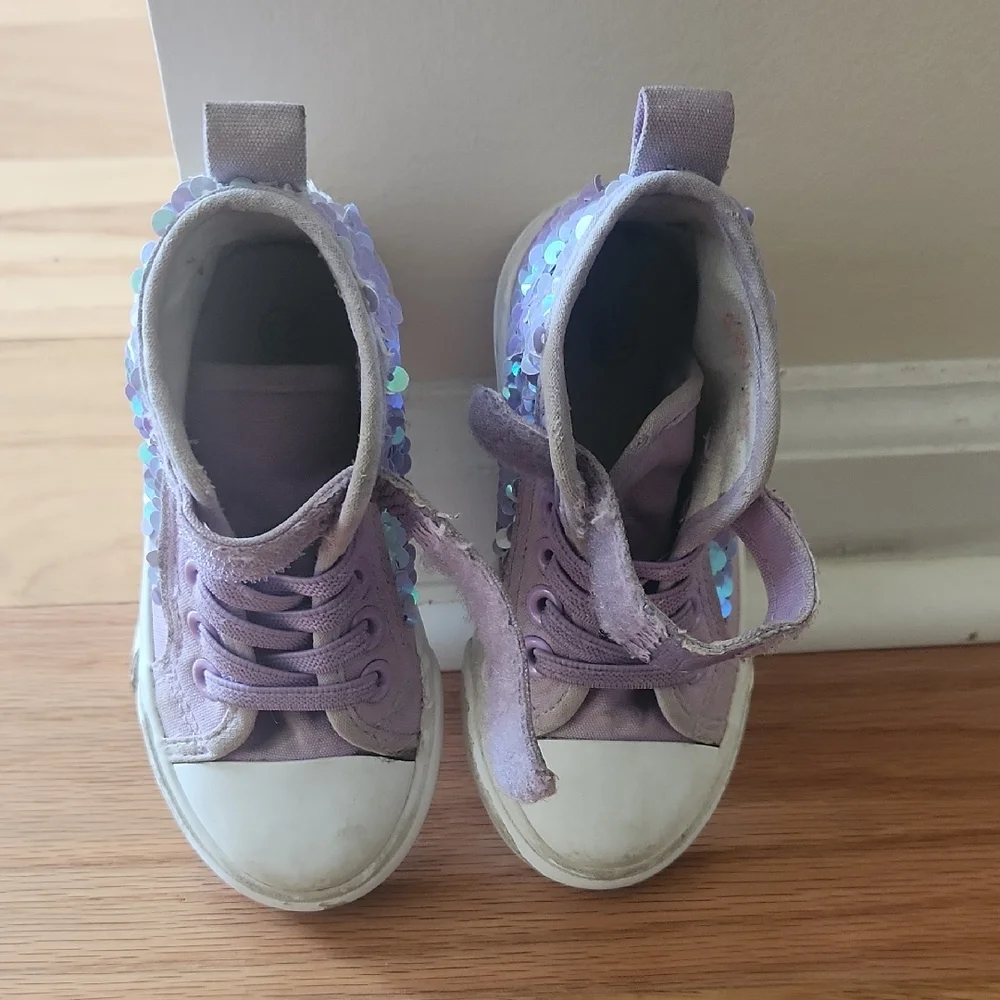 Toddler Lavender Sequin High Top Sneakers Size 7 - Picture 5 of 17